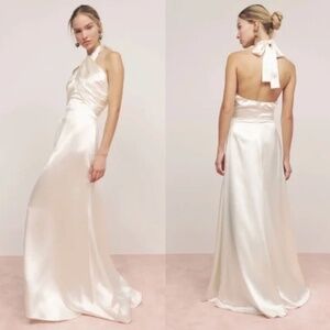 Reformation VERIA White Ivory Silk Halter Gown Dress Wedding Gown 2 - with tags